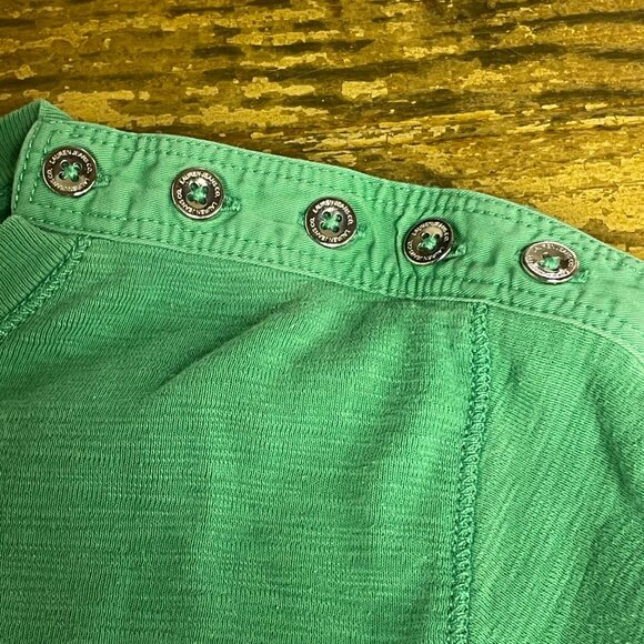 Lauren Ralph Lauren Color Block Slub Cotton Top Sz 3X Kelly Green Preppy - Picture 4 of 6